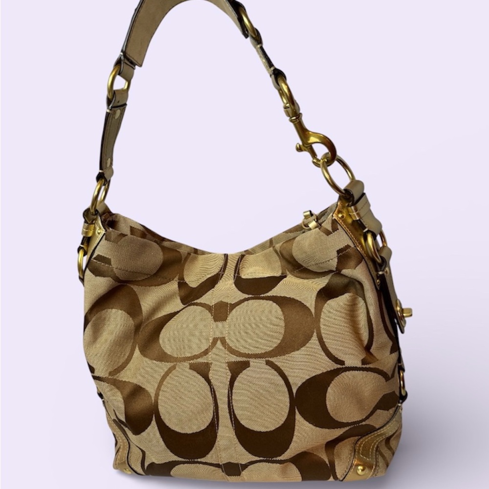 Coach Signature Canvas Hobo Shoulder Bag – Authentic – Dust Bag Included